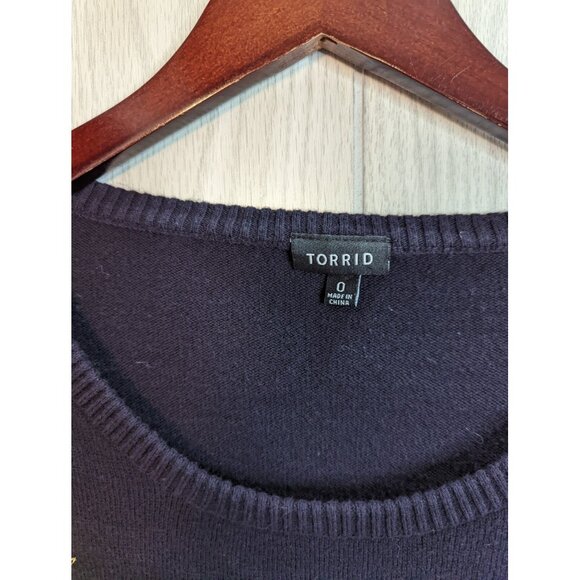 Torrid Graphic Patch Black Sweater Long Sleeve Womens Size 0X Large L - Picture 5 of 8
